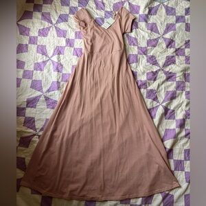 P A C T open back fit and flare long dress